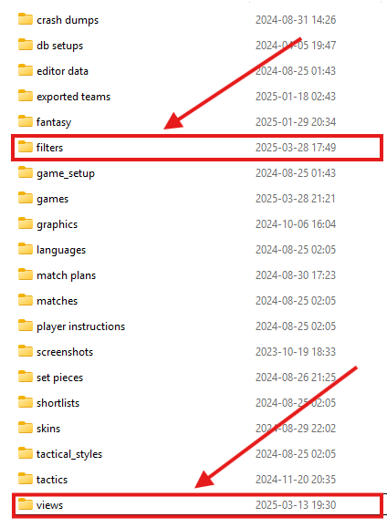 File explorer image showing view and filter folders